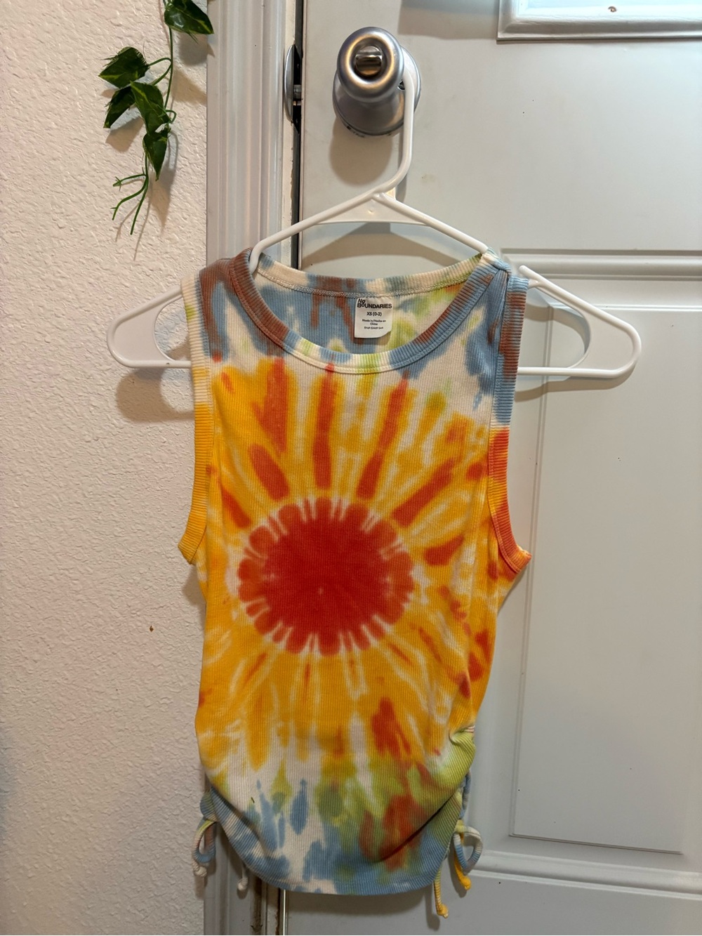 No Boundaries Sunburst Tie-Dye Tank Top - Yellow, Orange, Red, Blue